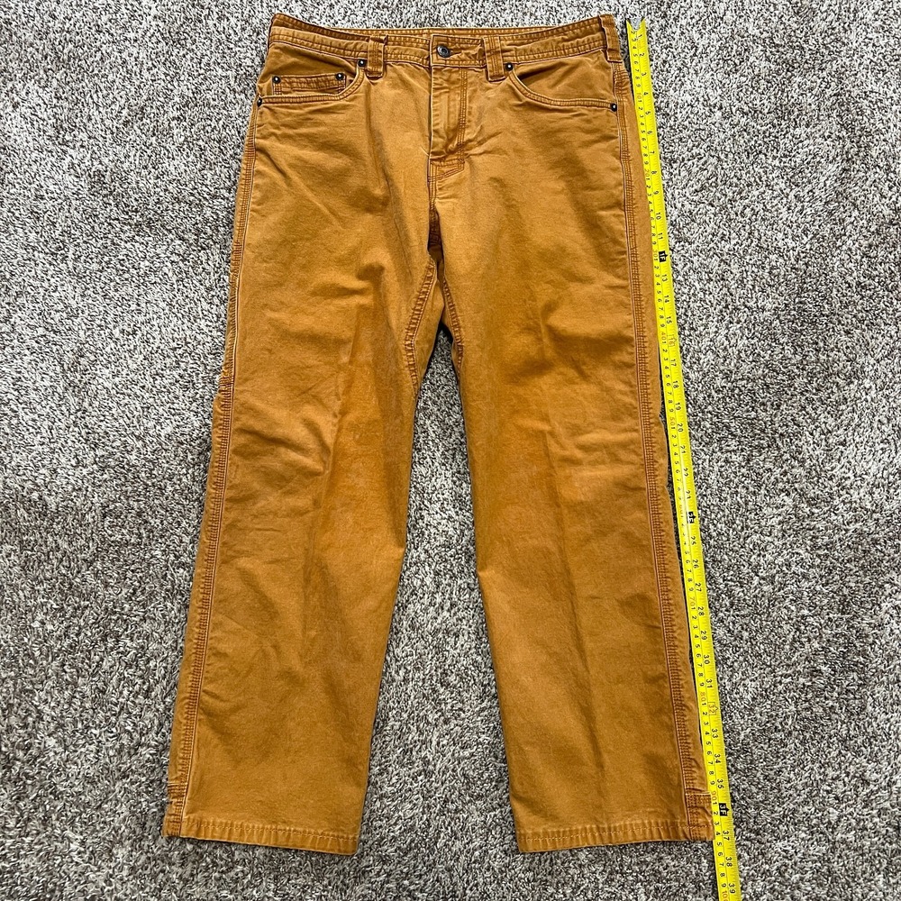 Prana Sienna Canvas Coyote Brown Pants Carpenter 33W/27L Cargo Pocket Hike